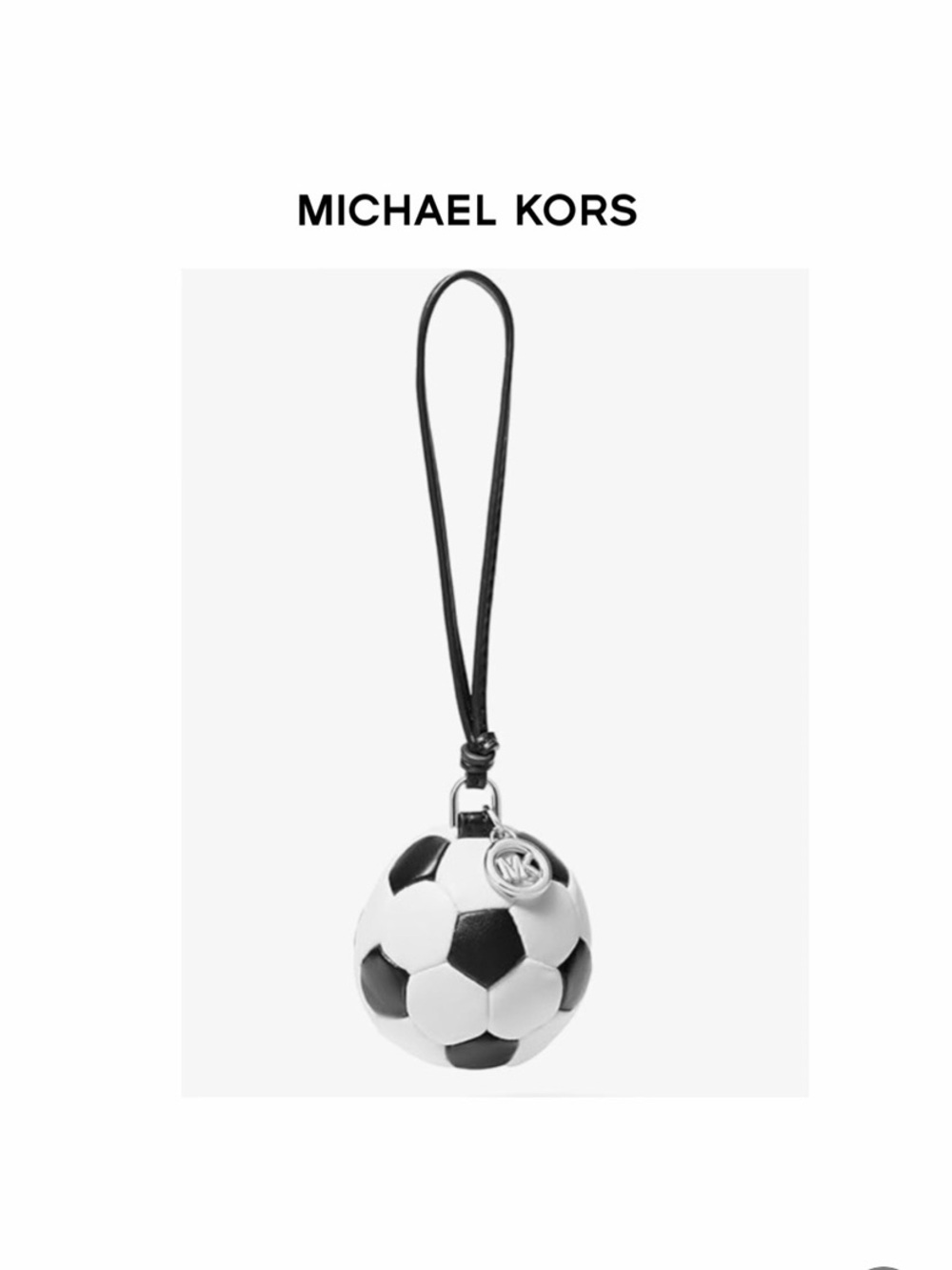 NWT MICHAEL KORS SOCCER BALL Silver-Tone Faux Leather & Nappa Leather Bag Charm - Picture 5 of 12